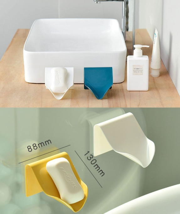 Wall-mounted soap dish with drain