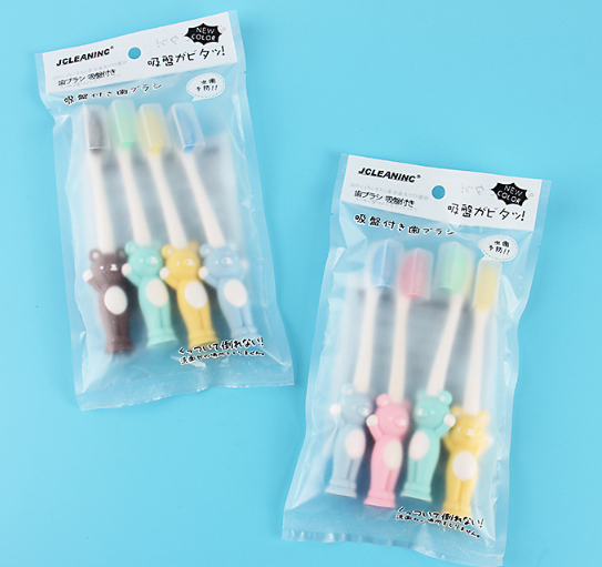 Set of children's toothbrushes HAPPY BEAR (4 pcs.), 4-10 years